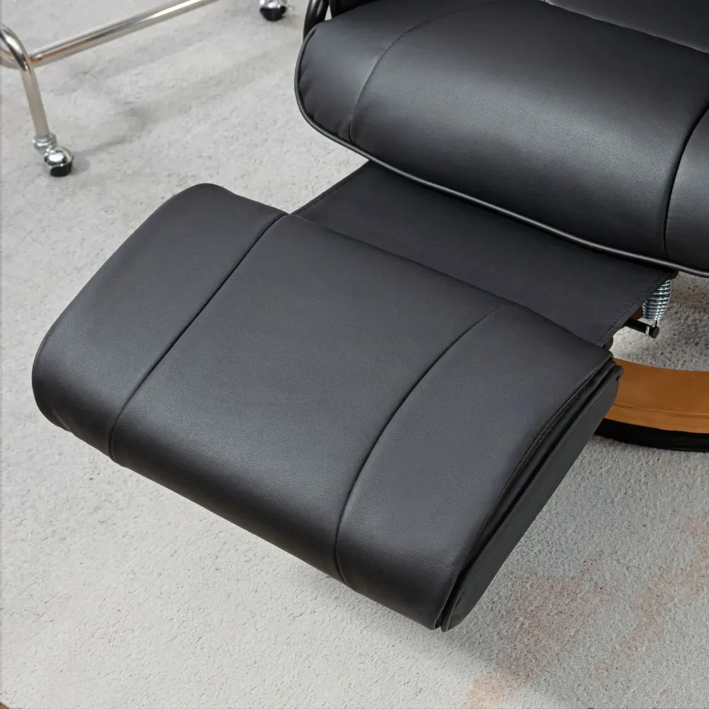 Poltrona relax con funzione reclinabile, girevole fino 150 kg, nera, 78x88x103 cm