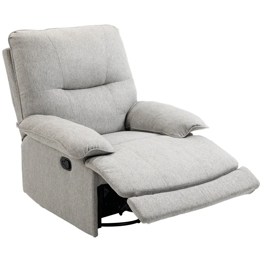 Poltrona relax con funzione reclinabile, poggiapiedi fino 160 kg, grigio chiaro, 89x98x101 cm