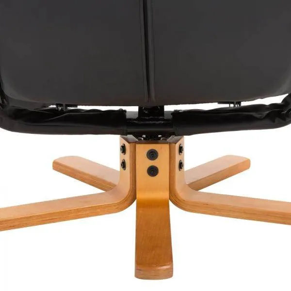 Poltrona relax con funzione reclinabile Poltrona girevole 360° Struttura legno PU nero