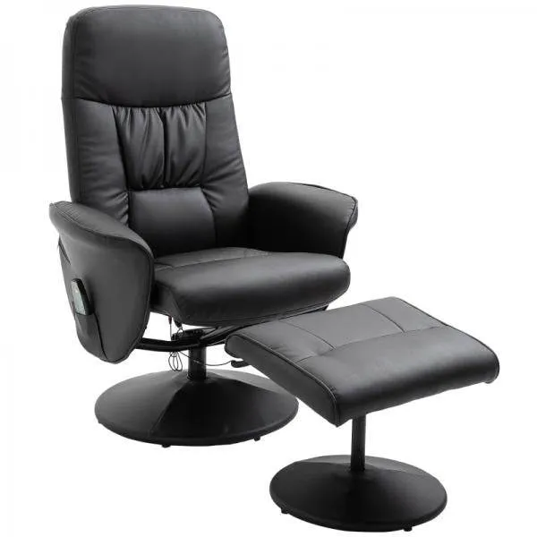 Poltrona relax con poggiapiedi funzione reclinabile poltrona massaggiante similpelle nera