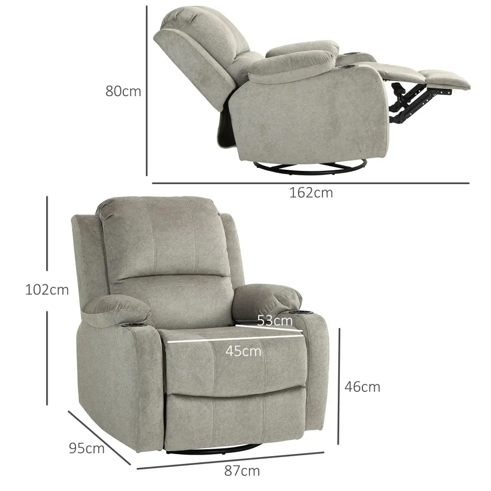 Poltrona relax con poggiapiedi e funzione reclinabile incluso portabicchieri marrone, 87x95x102 cm