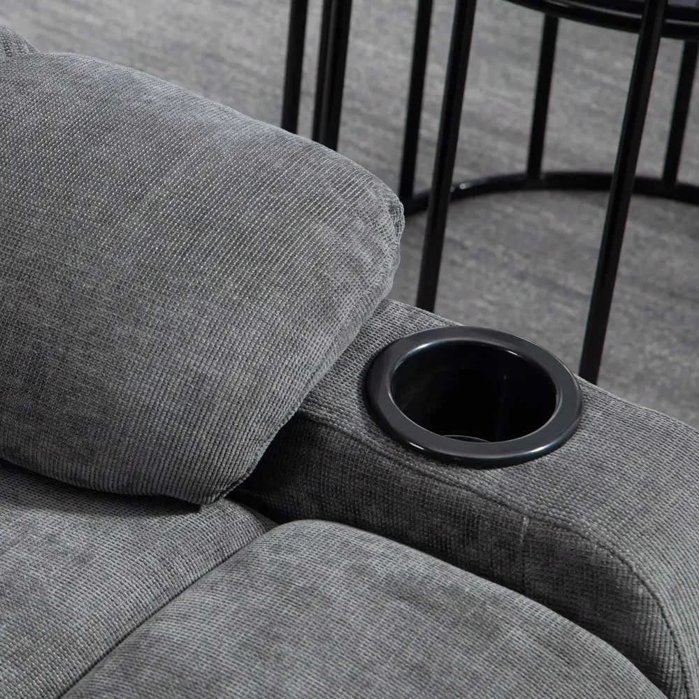 Poltrona relax con poggiapiedi, poltrona lounge girevole, grigio scuro, 88x96x108 cm