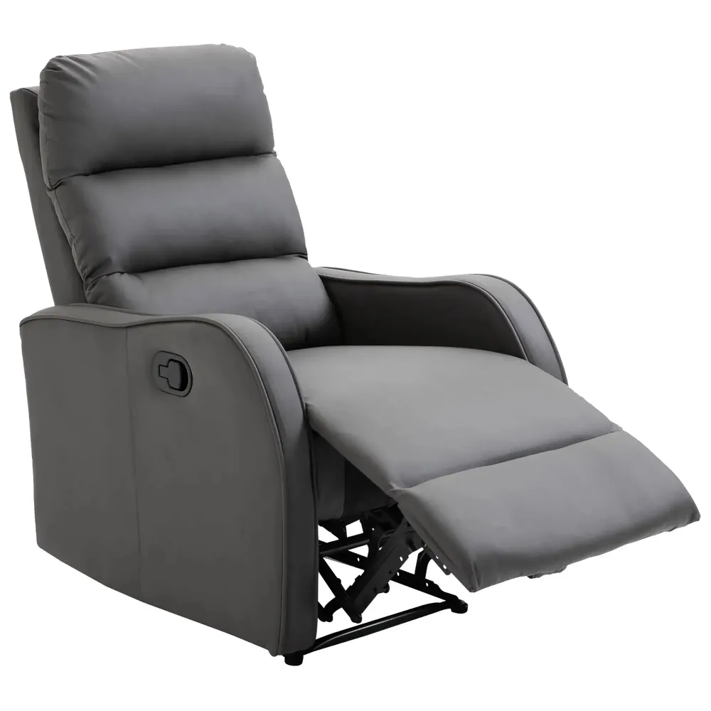 Poltrona relax con poggiapiedi poltrona reclinabile pieghevole ecopelle grigio scuro, 89x65x100 cm