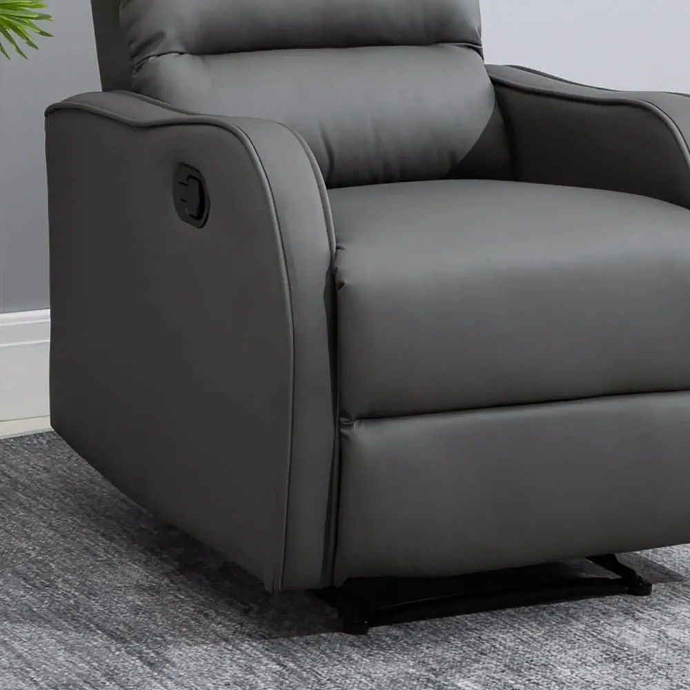 Poltrona relax con poggiapiedi poltrona reclinabile pieghevole ecopelle grigio scuro, 89x65x100 cm