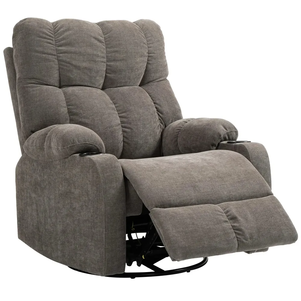 Poltrona relax con poggiapiedi poltrona reclinabile girevole fino 150 kg marrone chiaro, 88x96x108 cm