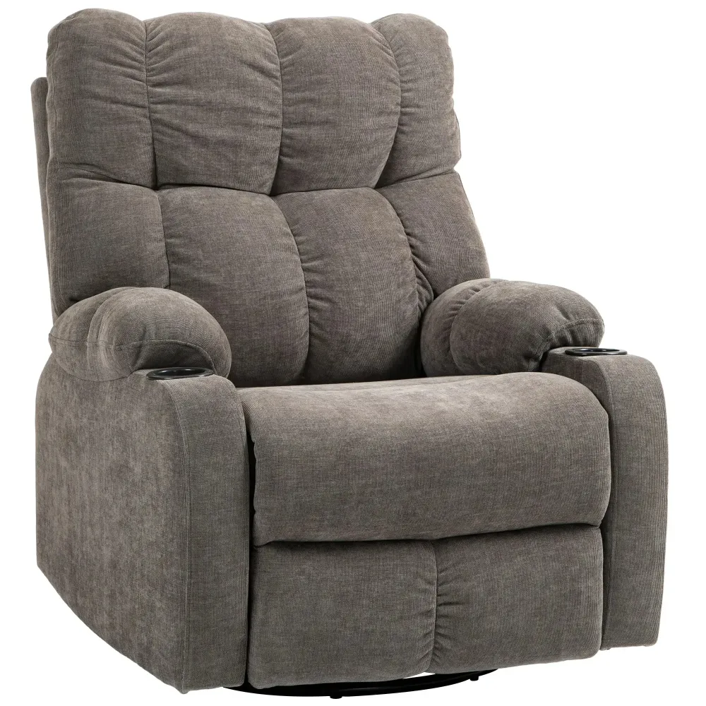 Poltrona relax con poggiapiedi poltrona reclinabile girevole fino 150 kg marrone chiaro, 88x96x108 cm