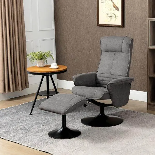 Poltrona relax con poggiapiedi schienale regolabile schiuma grigio scuro