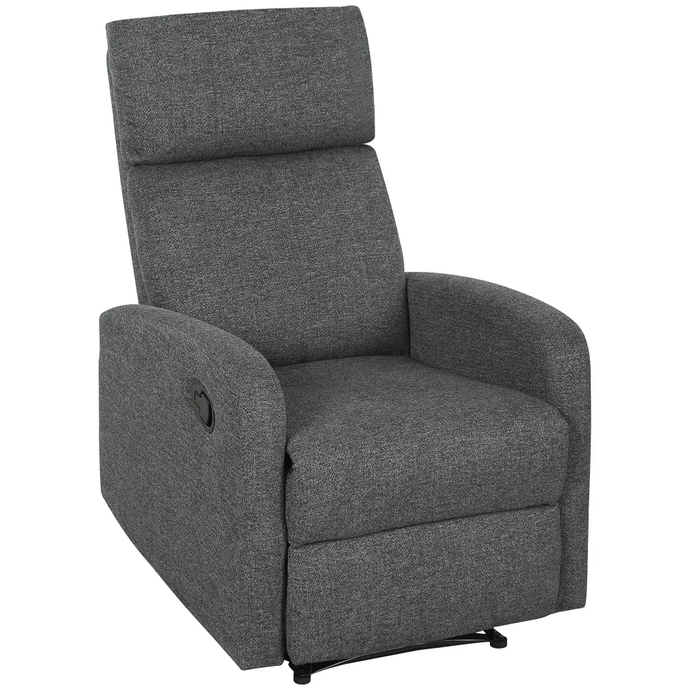 Poltrona Relax con Reclinazione Manuale 145° 69x91x101 cm Rivestimento Ciniglia Grigio