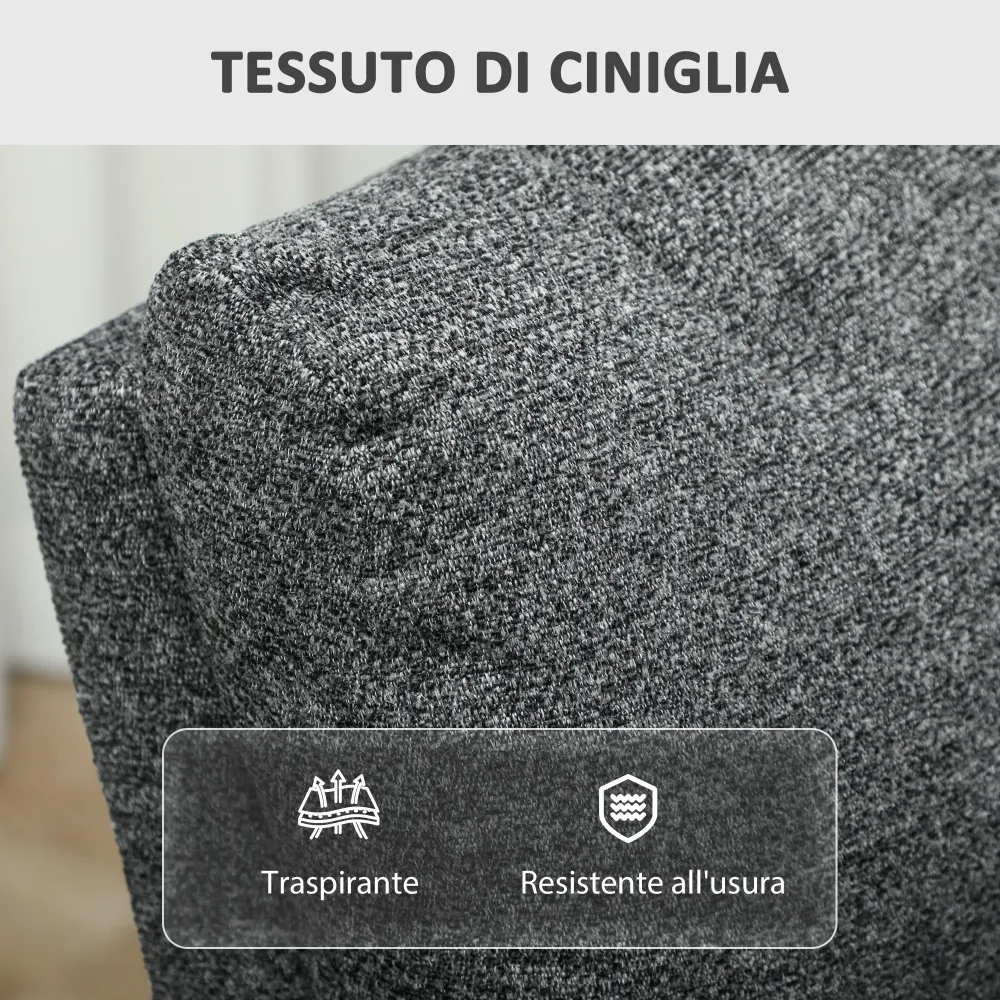 Poltrona Relax con Reclinazione Manuale 145° 69x91x101 cm Rivestimento Ciniglia Grigio