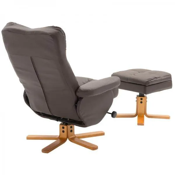 Poltrona relax con sgabello e spazio contenitore Poltrona TV con funzione reclinabile girevole 360° marrone