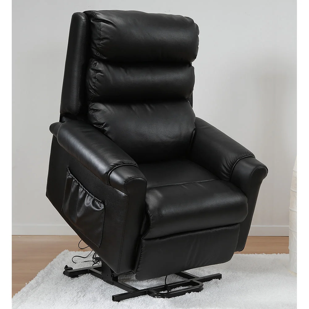 Poltrona Relax Elettrica Mirta con Alzapersona Lift 2 Motori Massaggiante Similpelle Nero