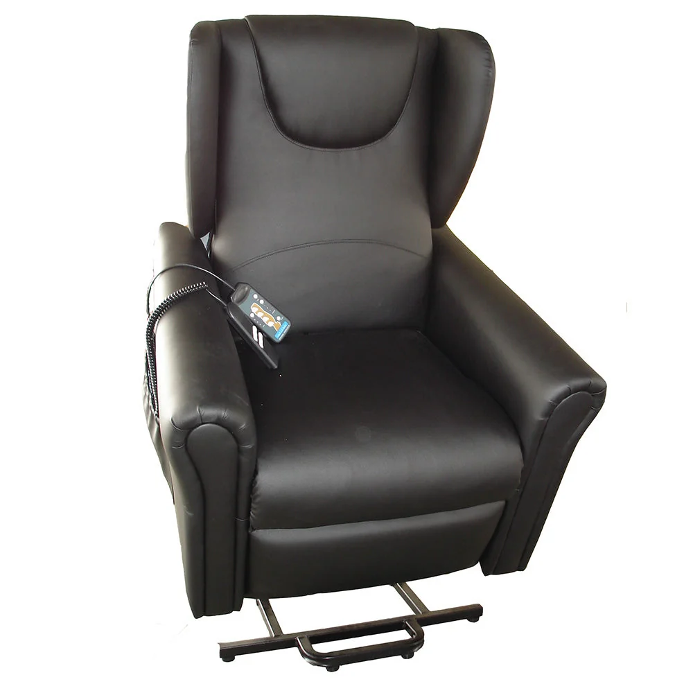 Poltrona Relax Elettrica Tea con Alzapersona Lift 2 Motori Massaggiante Similpelle Nero