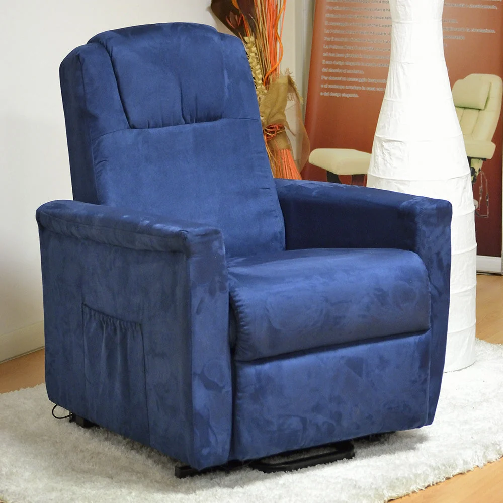 Poltrona Relax Elettrica Verbena con Alzapersona Lift 2 Motori Microfibra Blu