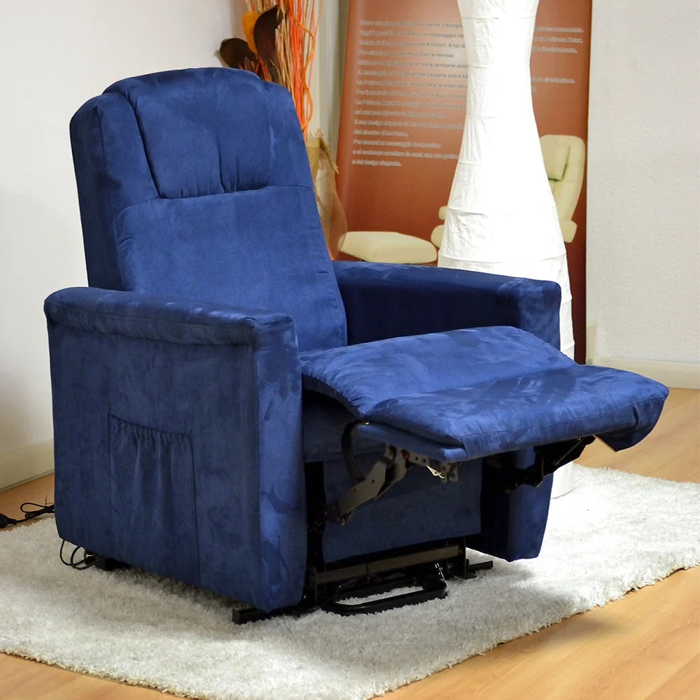 Poltrona Relax Elettrica Verbena con Alzapersona Lift 2 Motori Microfibra Blu