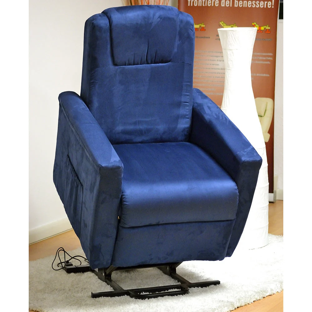 Poltrona Relax Elettrica Verbena con Alzapersona Lift 2 Motori Microfibra Blu