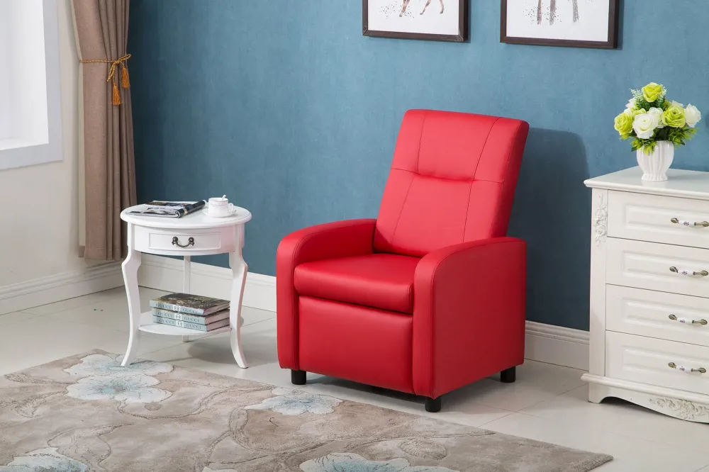 Poltrona Relax Manuale Reclinabile Similpelle Vandi Rossa