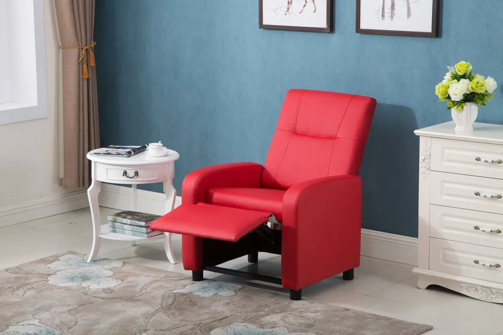 Poltrona Relax Manuale Reclinabile Similpelle Vandi Rossa