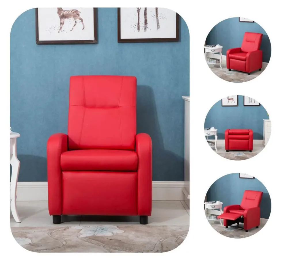 Poltrona Relax Manuale Reclinabile Similpelle Vandi Rossa