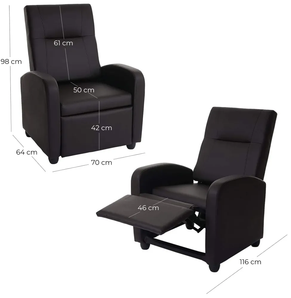 Poltrona Relax Manuale Reclinabile Similpelle Vandi Nera