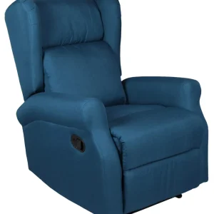 Poltrona Relax Manuale Reclinabile Tessuto Vandi Blu