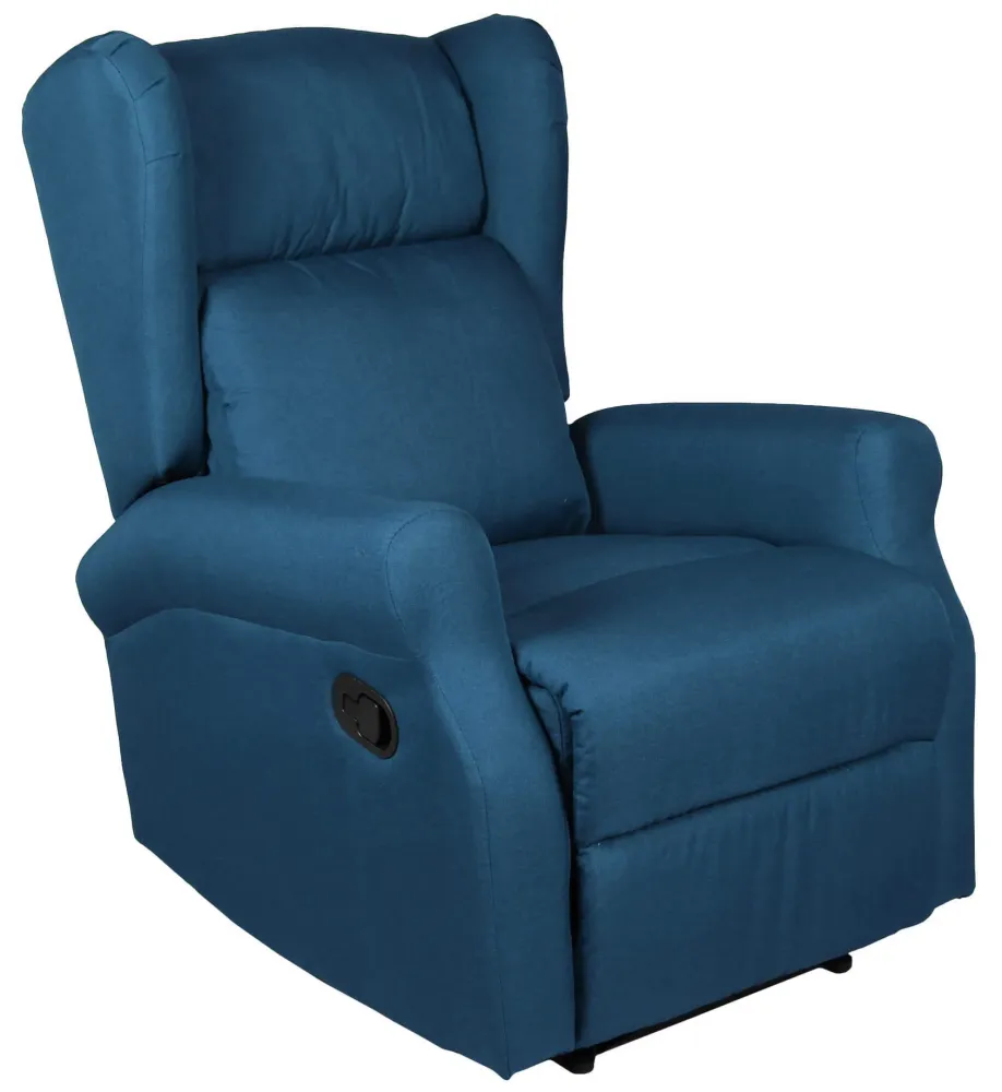Poltrona Relax Manuale Reclinabile Tessuto Vandi Blu