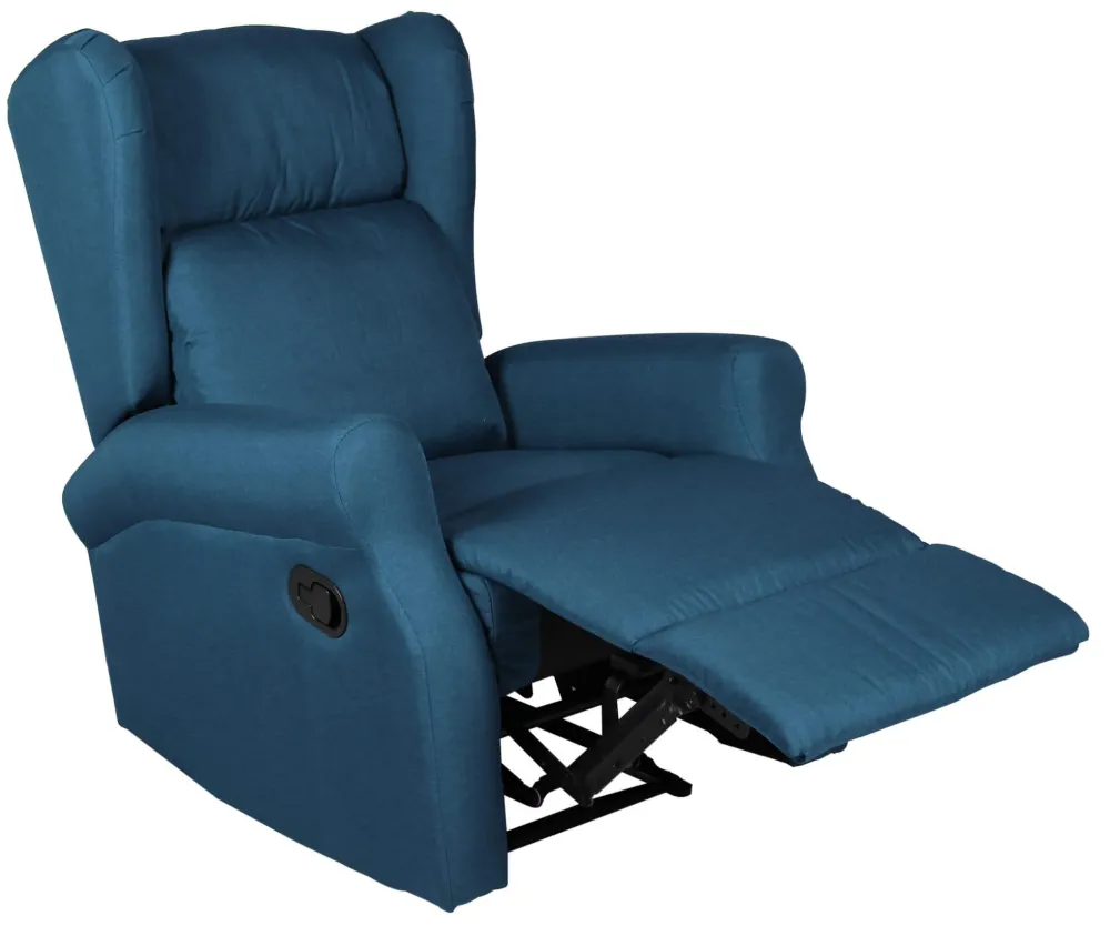 Poltrona Relax Manuale Reclinabile Tessuto Vandi Blu