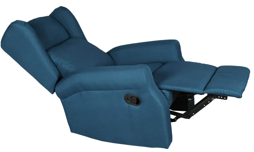 Poltrona Relax Manuale Reclinabile Tessuto Vandi Blu
