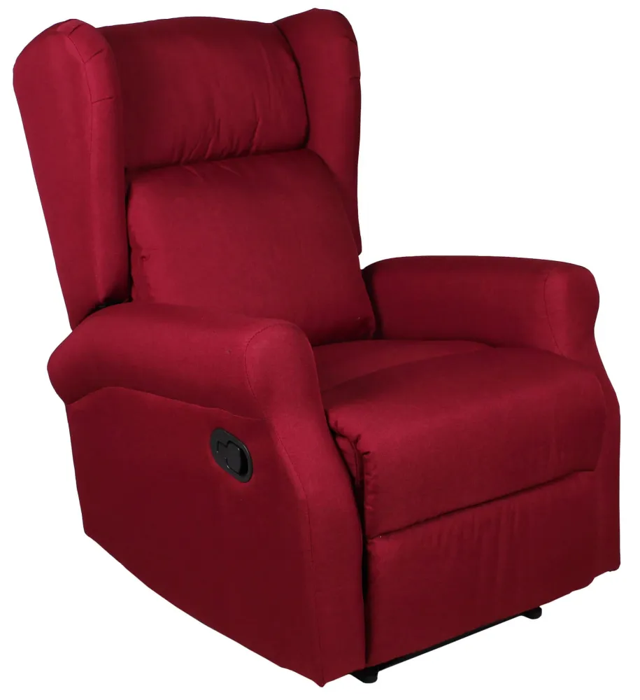 Poltrona Relax Manuale Reclinabile Tessuto Vandi Bordeaux