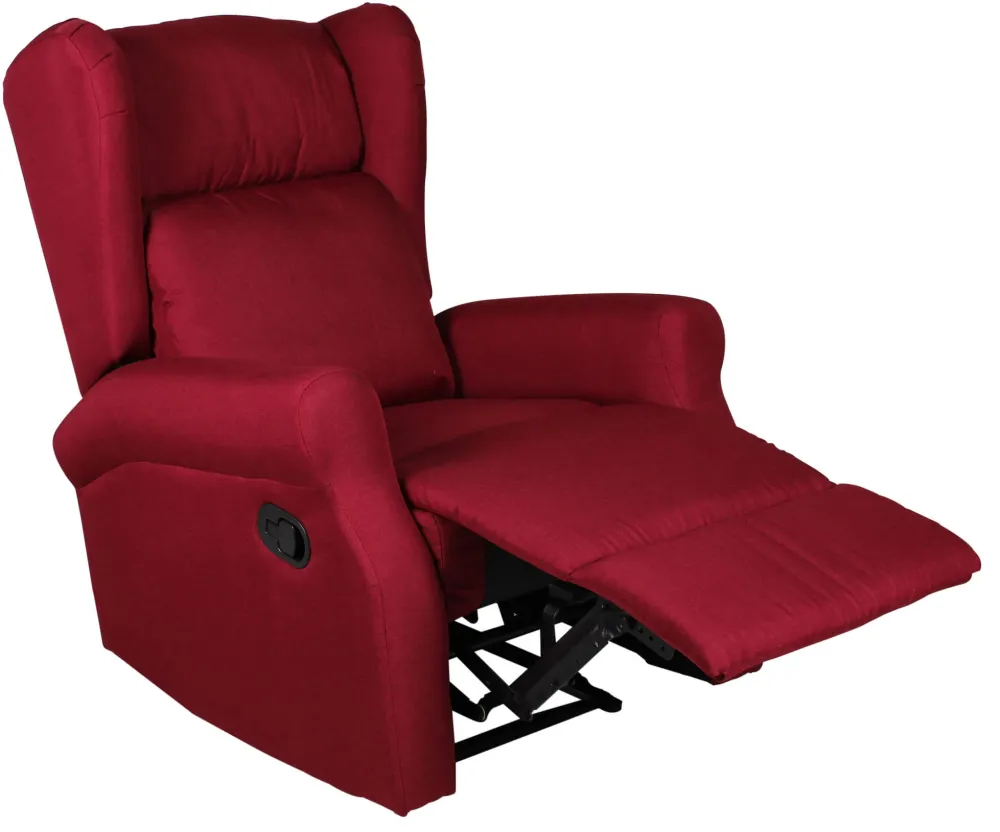 Poltrona Relax Manuale Reclinabile Tessuto Vandi Bordeaux