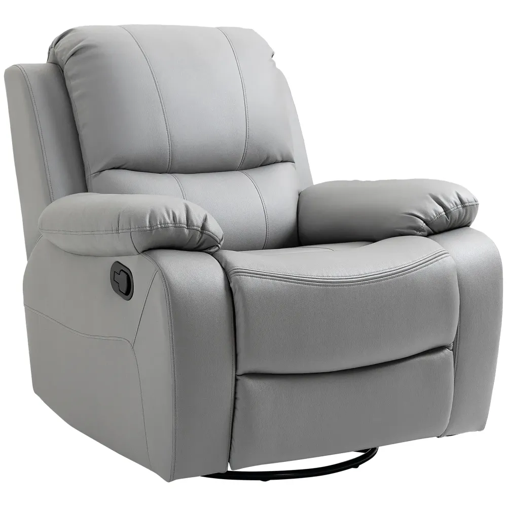 Poltrona relax, poltrona reclinabile, schienale inclinabile, funzione dondolo girevole, grigio, 93x100x98 cm