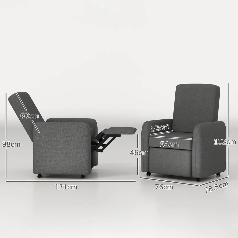 Poltrona Relax Reclinabile 115° max con Poggiapiedi 76x78,5x102 cm Grigio