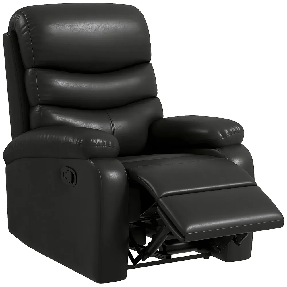 Poltrona relax reclinabile con funzione reclinabile incluso poggiapiedi nero, 78x90x105 cm
