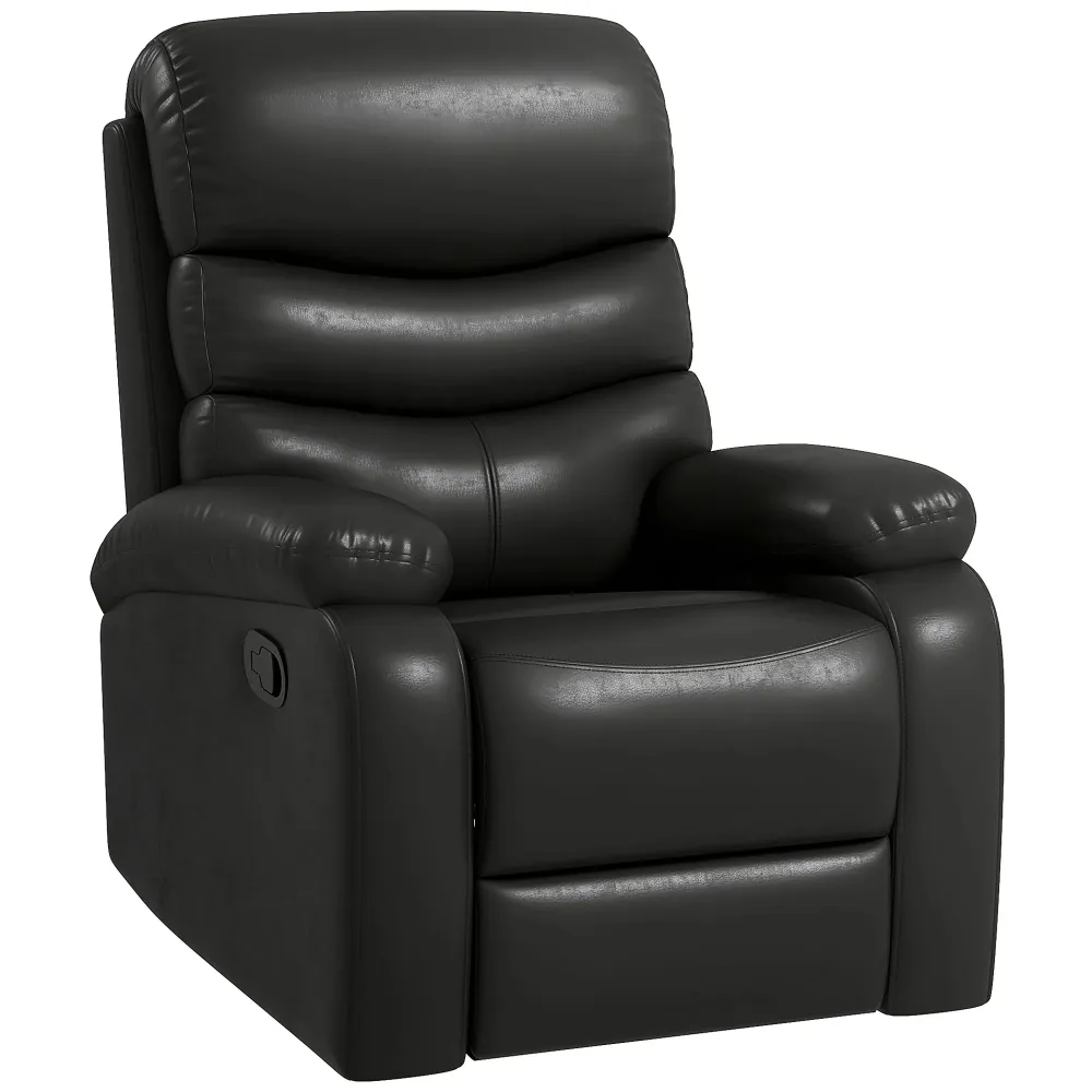 Poltrona relax reclinabile con funzione reclinabile incluso poggiapiedi nero, 78x90x105 cm