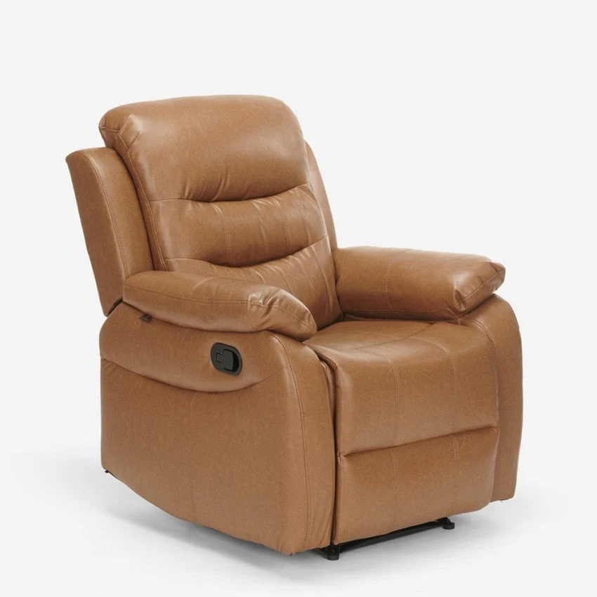 Poltrona Relax Reclinabile Manuale 100x72x74 cm Similpelle Marrone