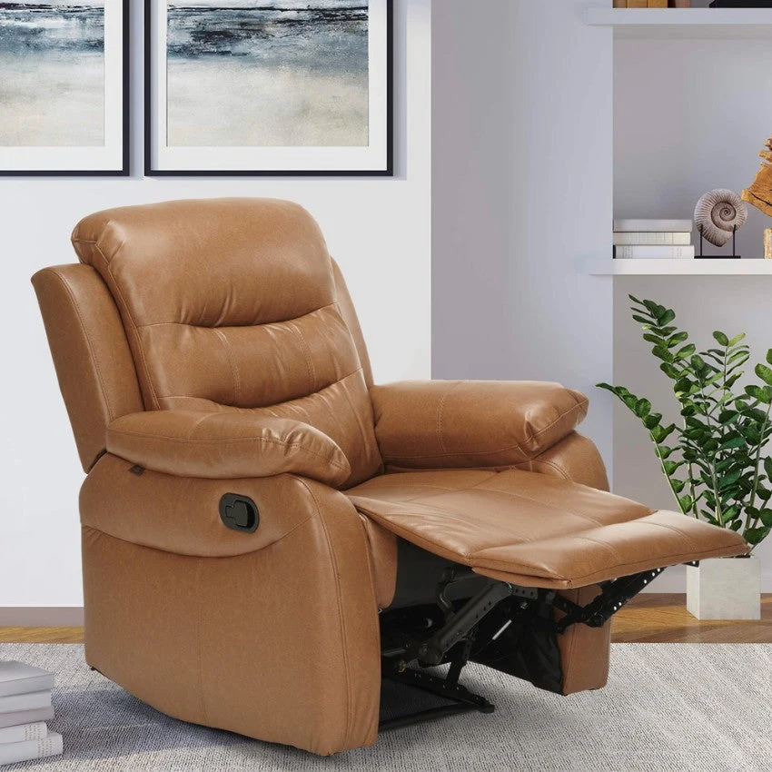 Poltrona Relax Reclinabile Manuale 100x72x74 cm Similpelle Marrone