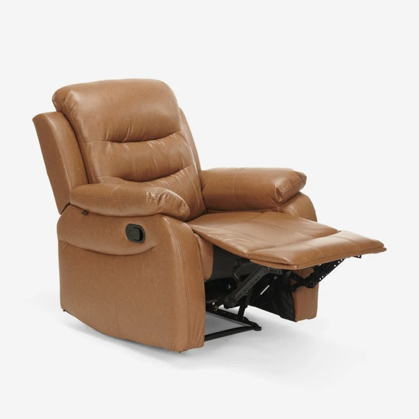 Poltrona Relax Reclinabile Manuale 100x72x74 cm Similpelle Marrone