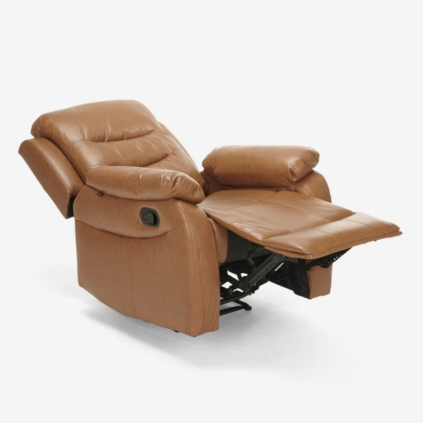 Poltrona Relax Reclinabile Manuale 100x72x74 cm Similpelle Marrone