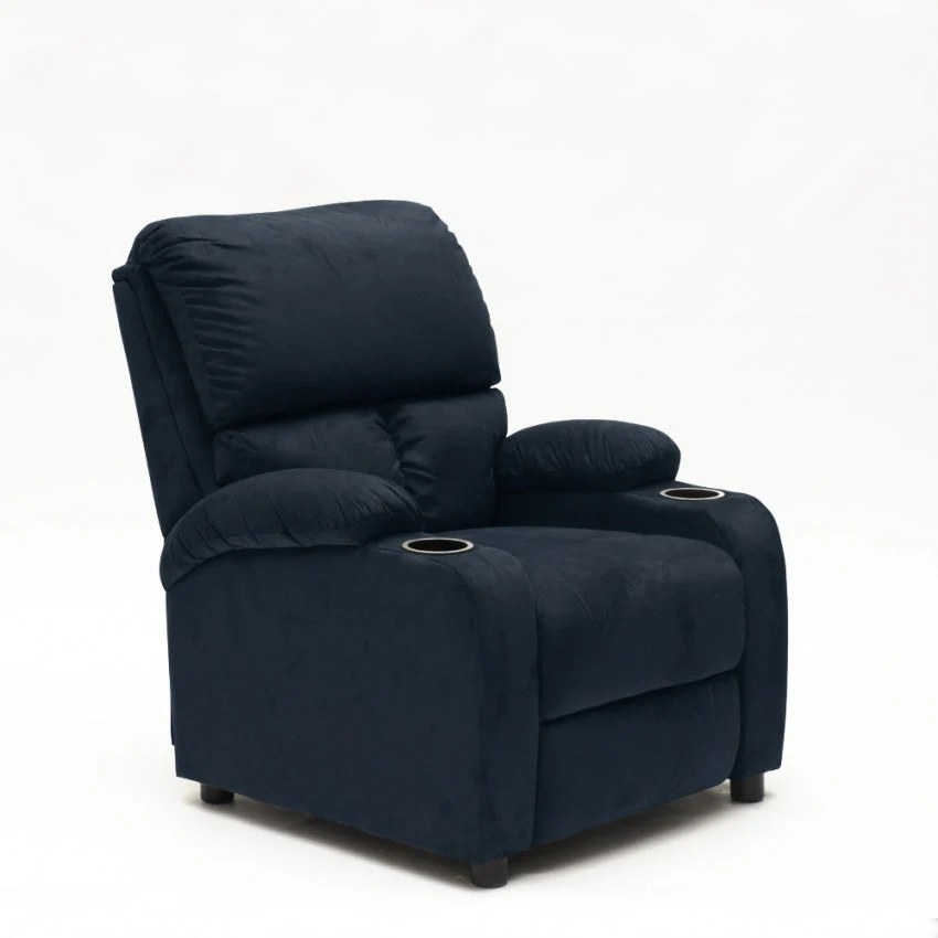 Poltrona Relax Reclinabile Manuale 100x76x94 cmin Microfibra Blu
