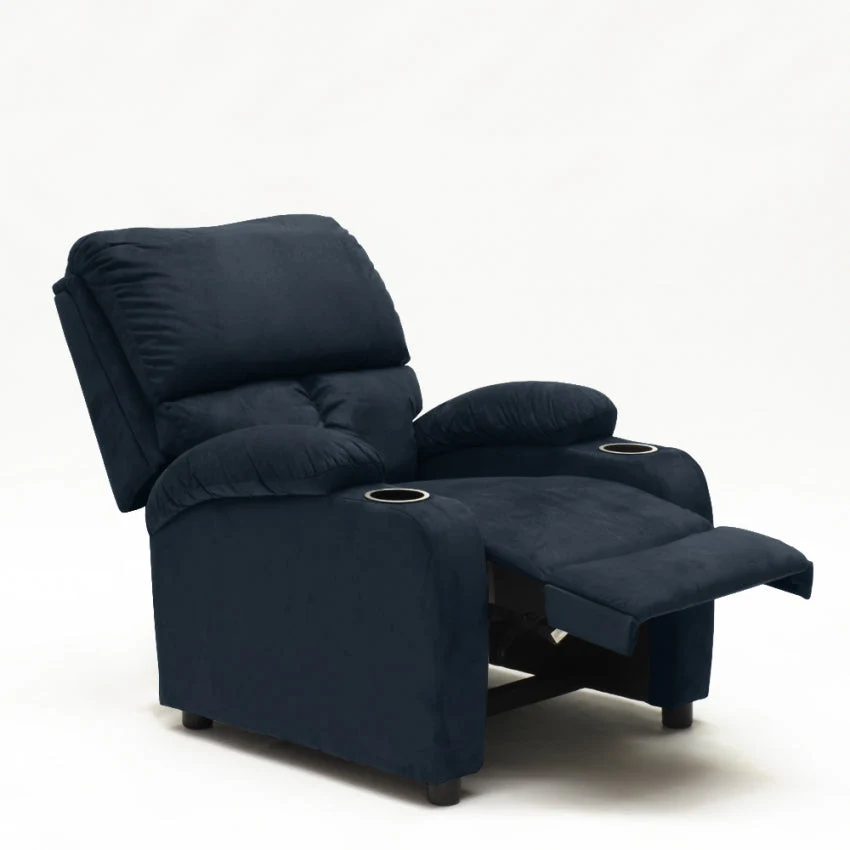 Poltrona Relax Reclinabile Manuale 100x76x94 cmin Microfibra Blu