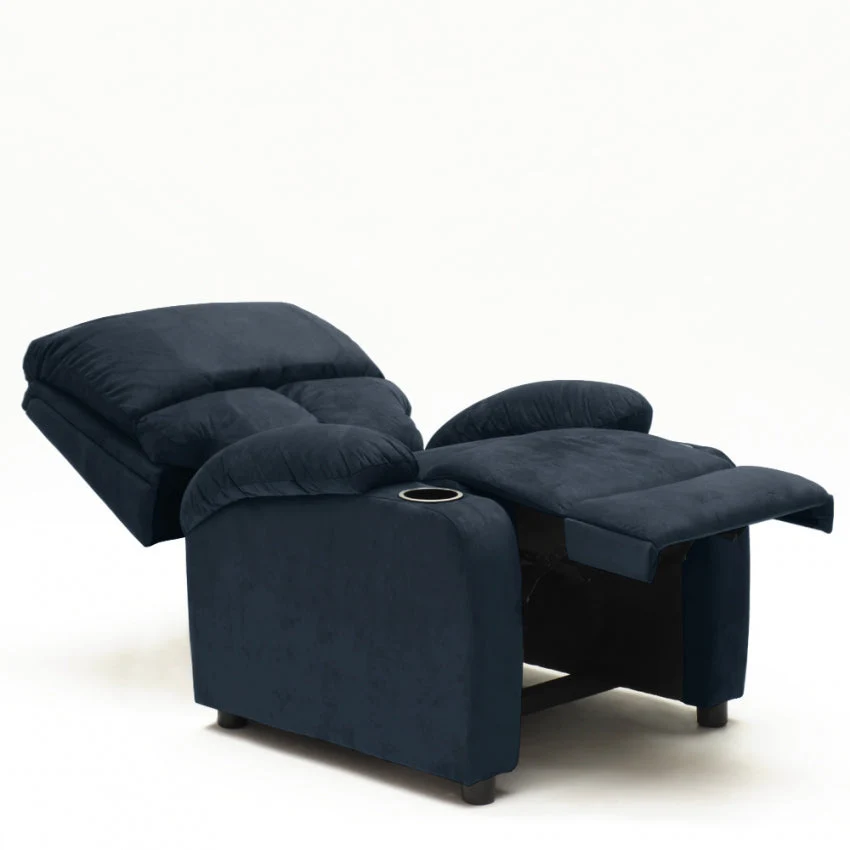 Poltrona Relax Reclinabile Manuale 100x76x94 cmin Microfibra Blu