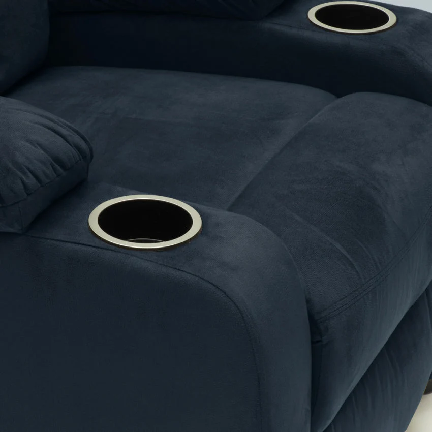 Poltrona Relax Reclinabile Manuale 100x76x94 cmin Microfibra Blu