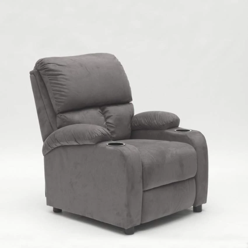 Poltrona Relax Reclinabile Manuale 100x76x94 cmin Microfibra Grigio