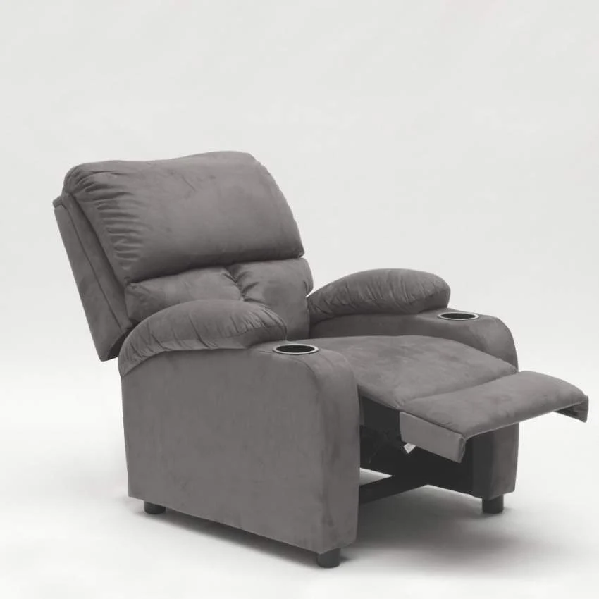 Poltrona Relax Reclinabile Manuale 100x76x94 cmin Microfibra Grigio