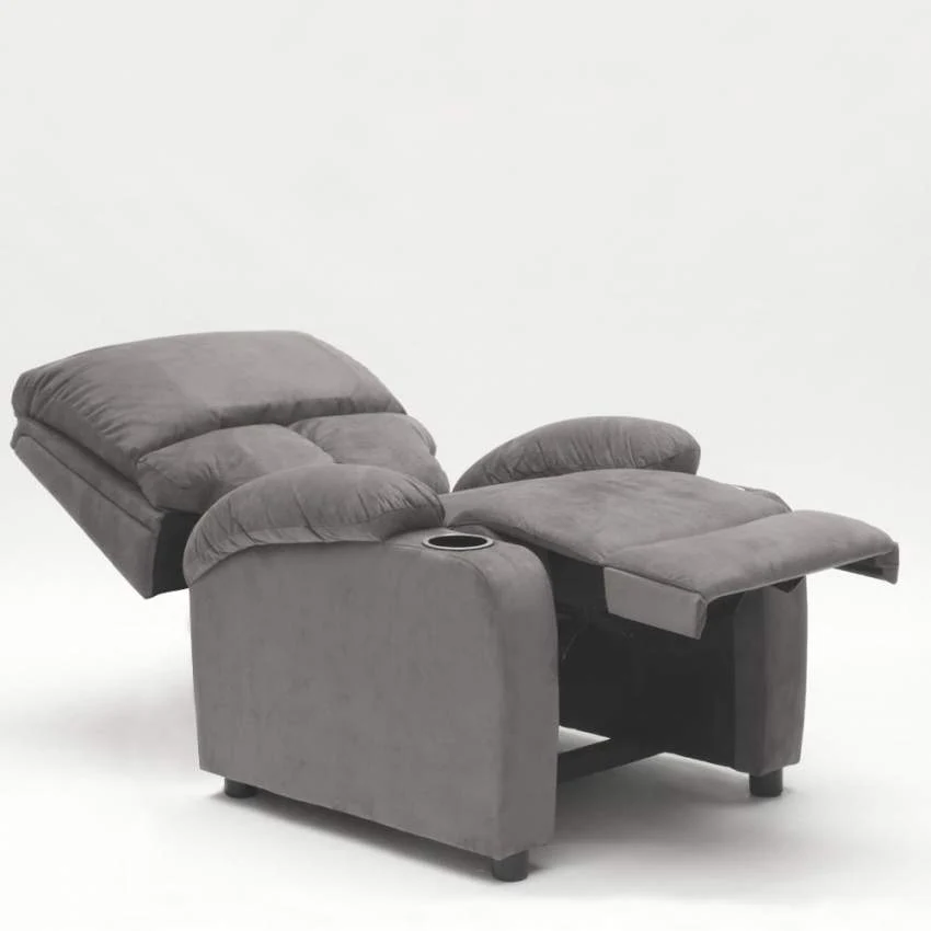 Poltrona Relax Reclinabile Manuale 100x76x94 cmin Microfibra Grigio