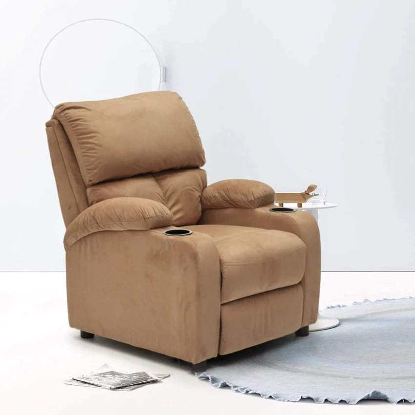 Poltrona Relax Reclinabile Manuale 100x76x94 cmin Microfibra Beige