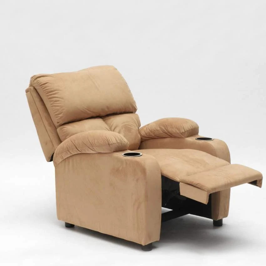 Poltrona Relax Reclinabile Manuale 100x76x94 cmin Microfibra Beige