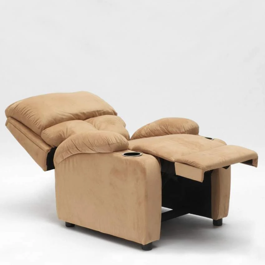 Poltrona Relax Reclinabile Manuale 100x76x94 cmin Microfibra Beige