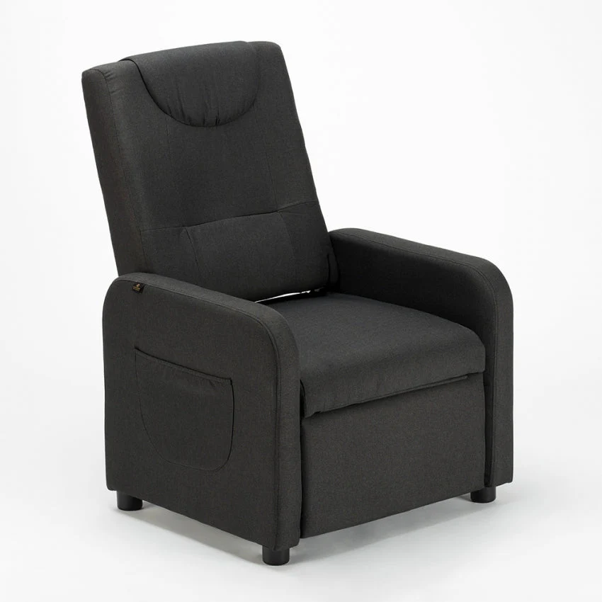Poltrona Relax Reclinabile Manuale 62x71x100 cm Tessuto Nero