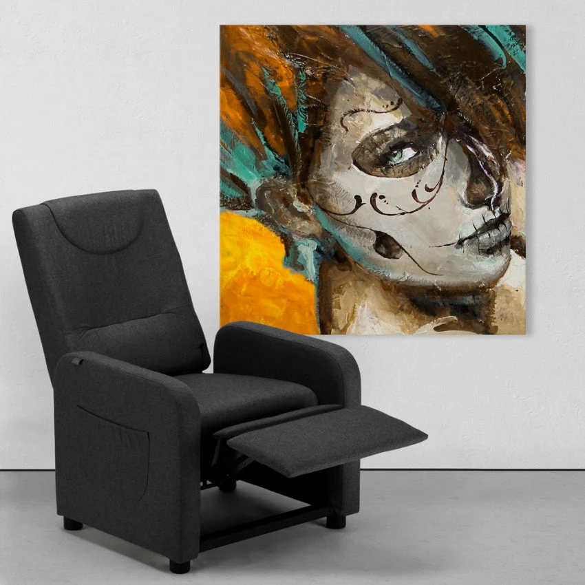 Poltrona Relax Reclinabile Manuale 62x71x100 cm Tessuto Nero