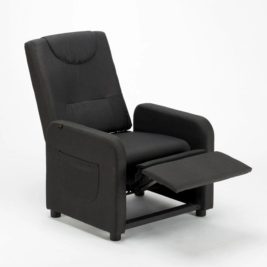 Poltrona Relax Reclinabile Manuale 62x71x100 cm Tessuto Nero
